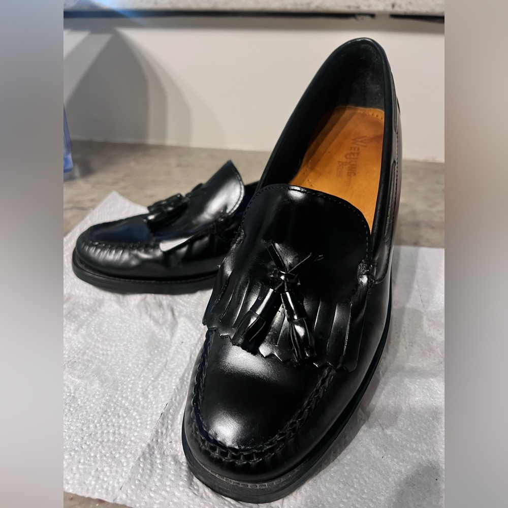 Bass Black Tassel Kiltie Loafers for Men
